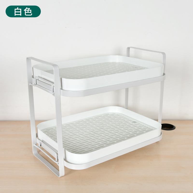 Estante de almacenamiento de taza de té de doble capa, estante de almacenamiento de taza de té y hervidor, estante de drenaje de doble capa con bandeja, estante de almacenamiento doméstico