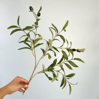 仿真绿植橄榄叶带果橄榄树假树枝家居婚庆摄影道具插花装饰叶子