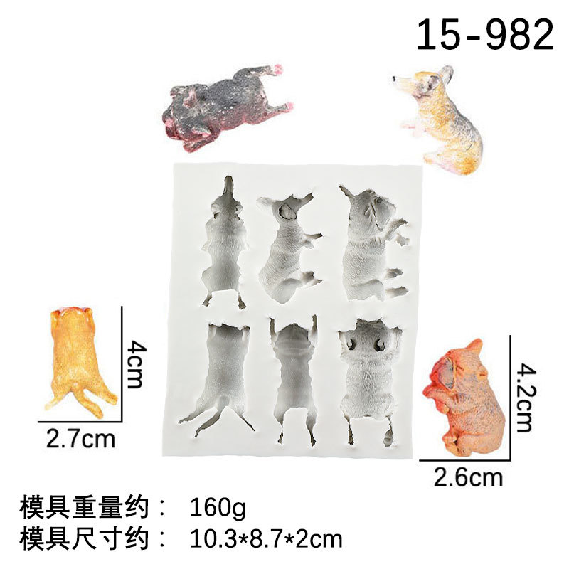 Serie animal perro bulldog gato fondant cake silicona molde DIY joyería hecha a mano llavero Decoración