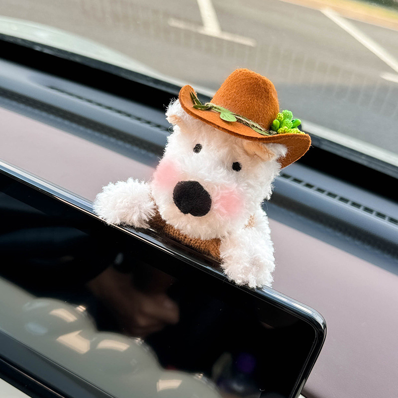 Decoración de coche West Highland Pantalla de control central de coche Muñeca de fiesta Decoración de pantalla Accesorios de coche Muñeca linda