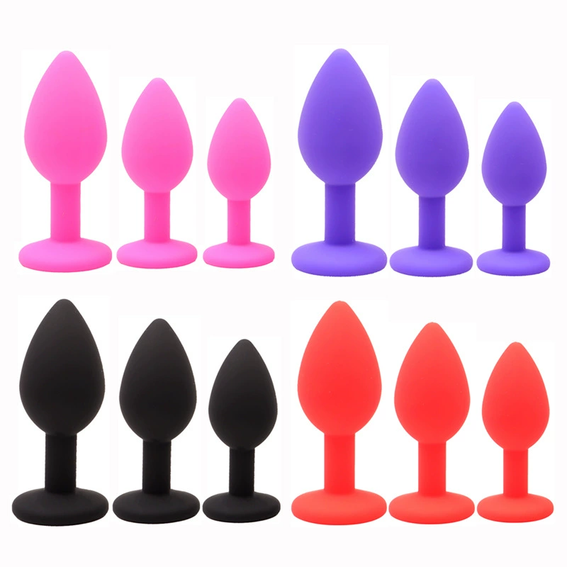 Silicone Anal Plug Set, Men, Jewel-Base, Multiple Sizes (4–12 cm)