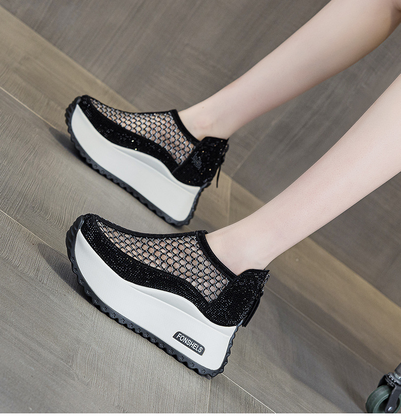 Giày sandal nữ đế dày tăng chiều cao mũi tròn lưới thoáng khí phong cách thể thao — M2839 màu xanh lam, M2839 màu be, M2839 màu đen, M2839 màu tím chi tiết 27