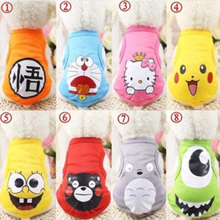 Pet Cartoon Printed Vest Dog Clothes Summer Thin Cat Clothes Cute Pet Vest