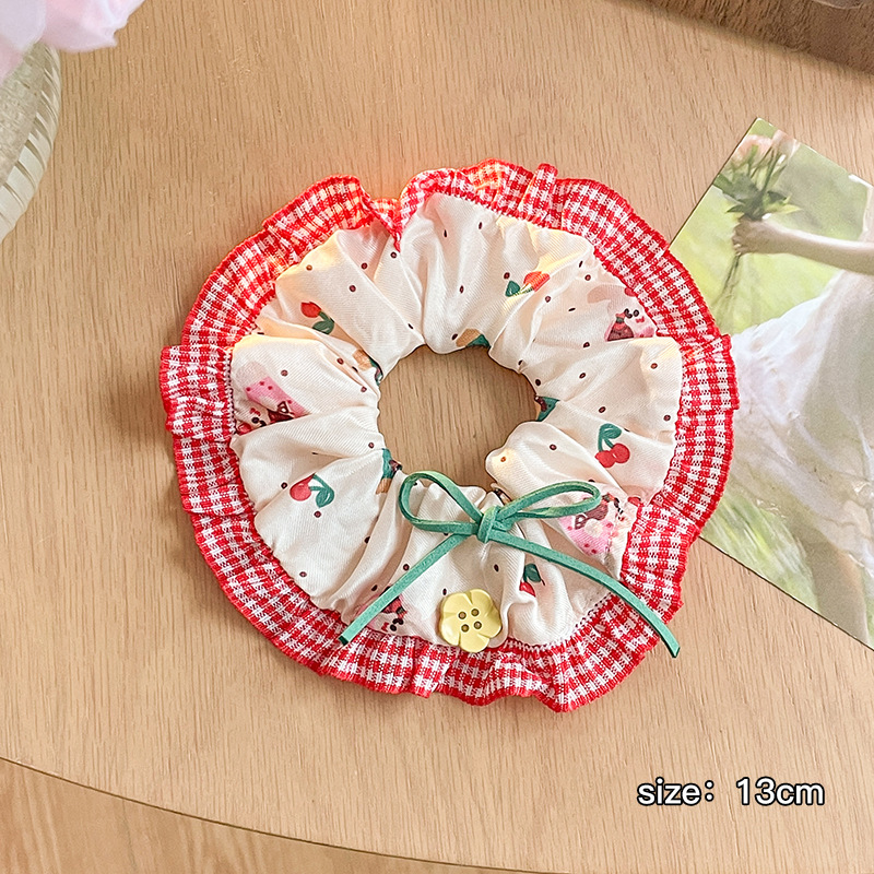 Pequeño, fresco y dulce, lazo para el cabello de intestino grueso, linda cuerda para el cabello a cuadros, atmósfera coreana, cuerda para el cabello, tocado de goma
