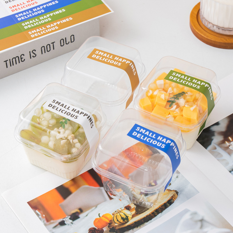square soymilk cake box ice cream tiramisu packing box mousse melaleuca cream fruit pudding to-go box