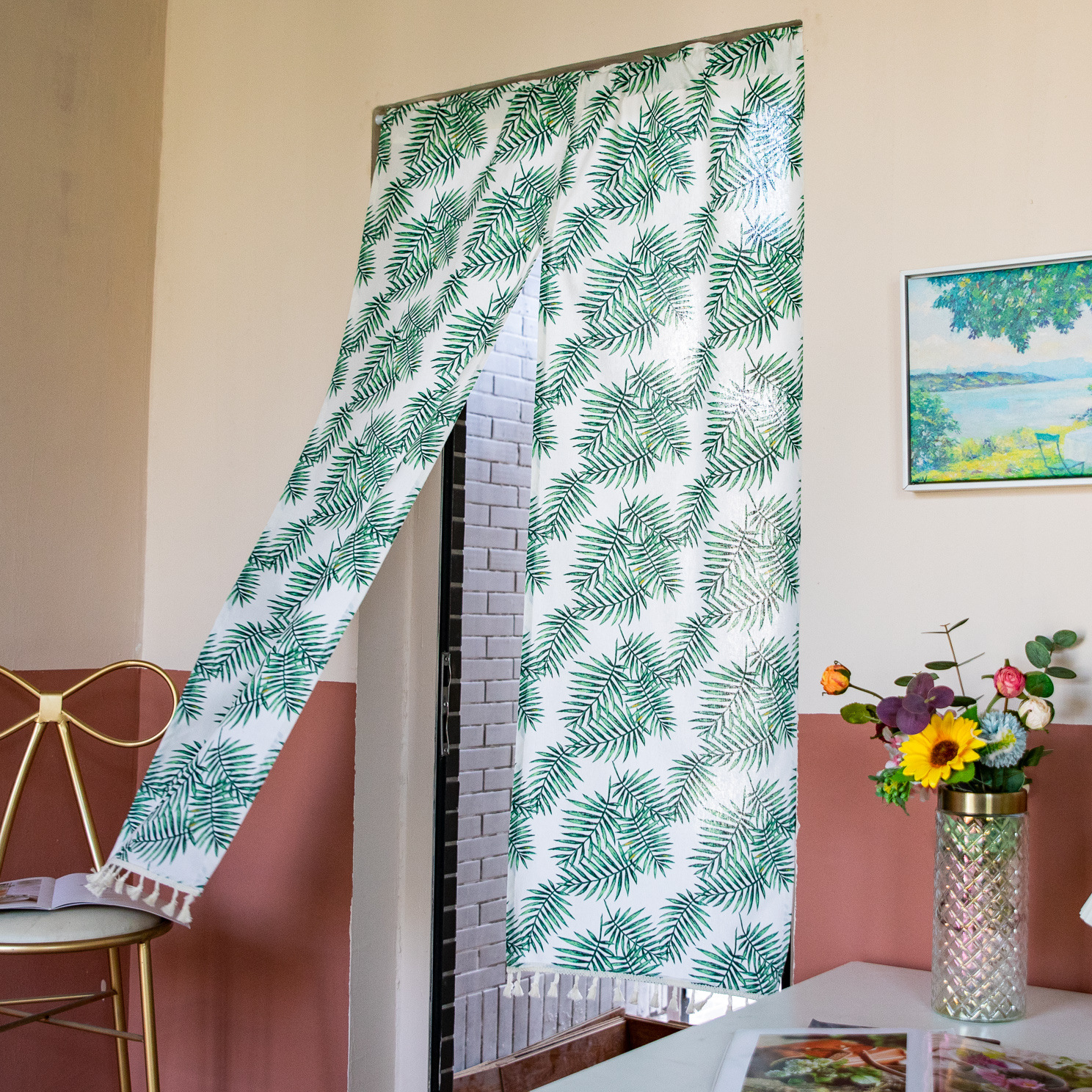 Door Curtain Cross-border Foreign Trade Wholesale Printed Fabric Home Decorative Partition Curtain Pastoral Toilet Curtain Kitchen Curtain