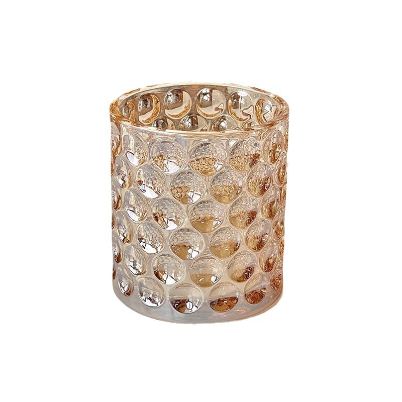 Taza de vidrio de punto simple taza de agua ins puntos de viento cepillo de maquillaje bolígrafo decoración de escritorio candelabros taza de frasa de banano