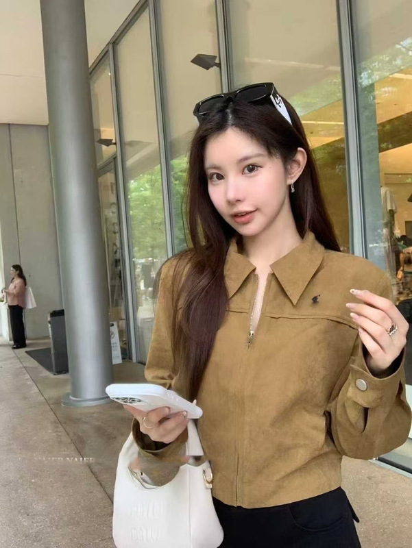 拉夫RL刺绣翻领夹克外套新款女款外套三色上衣百搭显高机车版型瘦|undefined