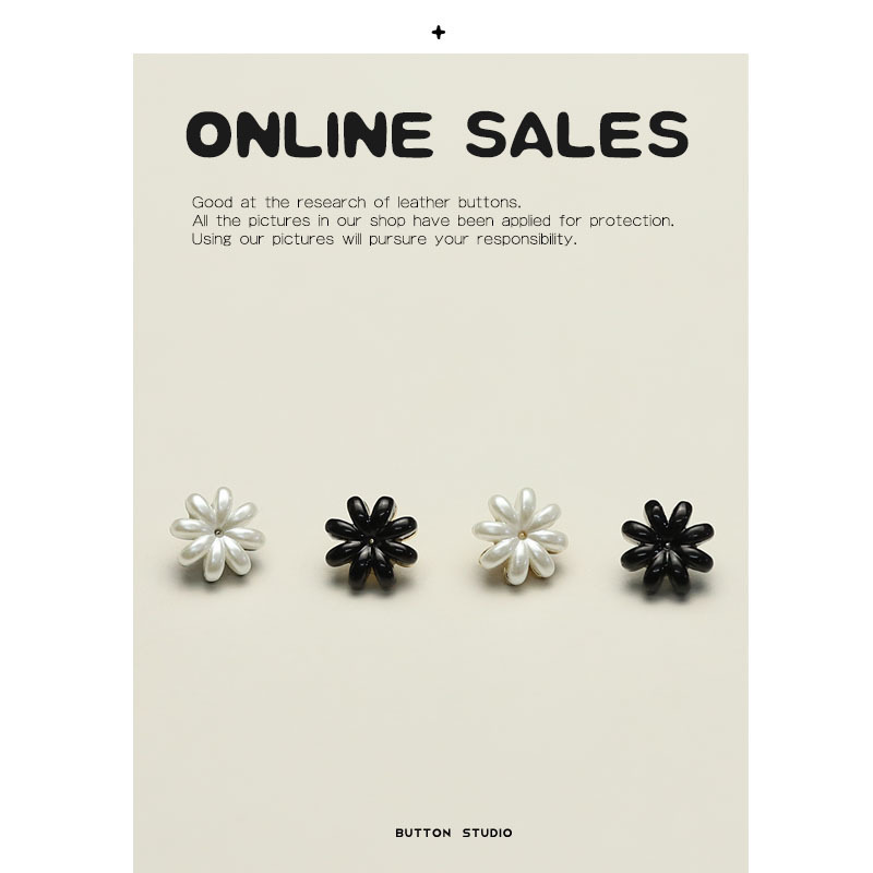 Superior Buckle Pearl Flower Button Alloy Black and White Button Women's Lace Shirt Cheongsam Decorative Shirt Buttons Superior Buckle Pearl Flower Button Alloy Black and White Button Women's Lace Shirt Cheongsam Decorative Shirt Buttons