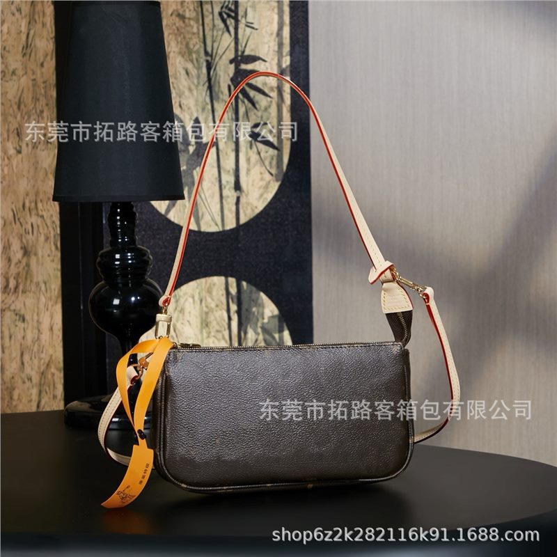 M&Lv Designer Classic Monogram Large Mahjong Underarm Bag Handheld Shoulder Bag Women's High-End Crossbody Small Bag