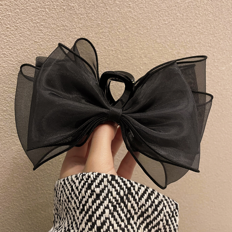 Mesh black double-sided bow
