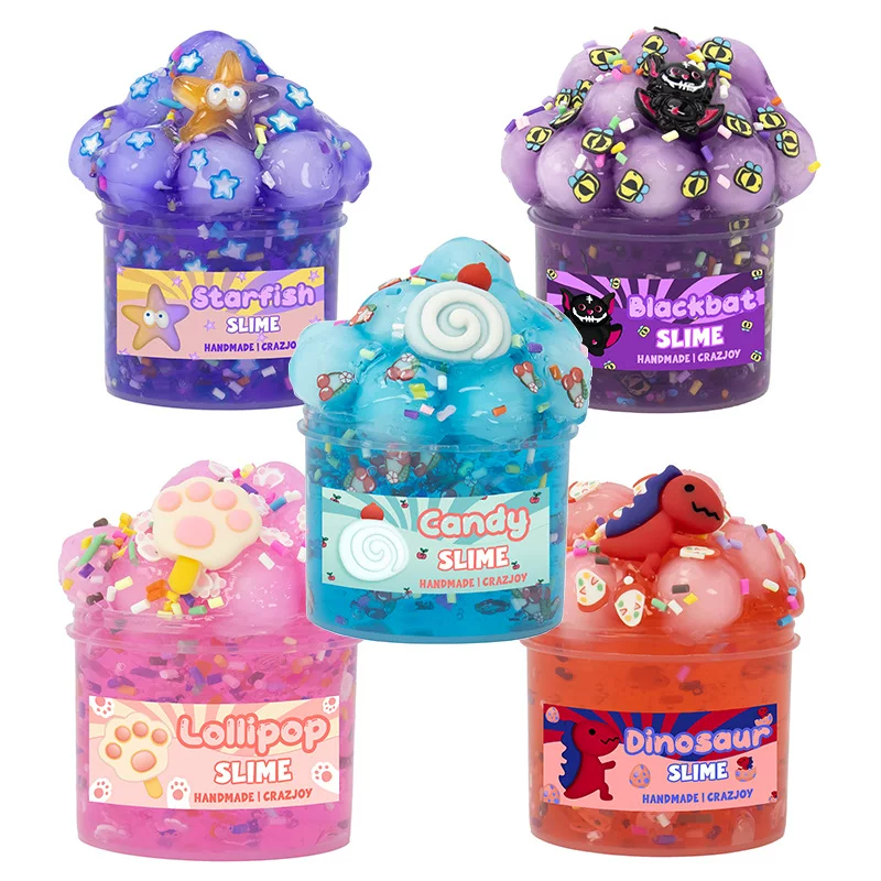 Набор слаймов AMZ coconut ball butter с фигуркой коровки, кристаллический антистресс DIY, 70 г