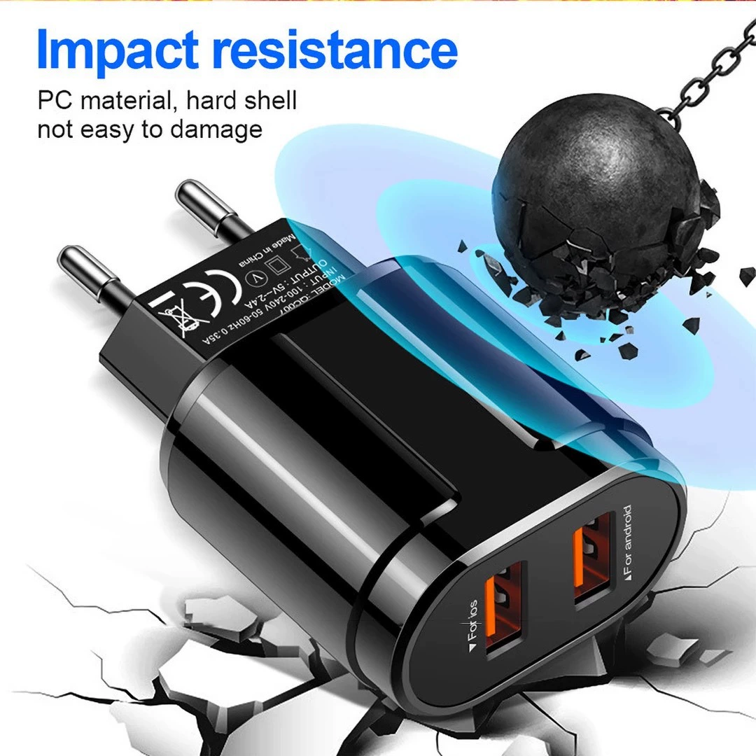 Зарядное устройство для мобильного телефона двойного порта 2USB, адаптер зарядки, путешествия, кросс-бордер, оптом с завода
