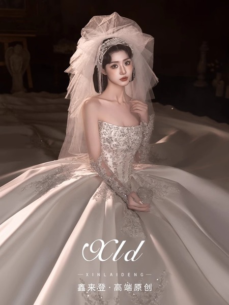 "Twilight Mirror" wedding dress 2025 new high-end satin tube top…