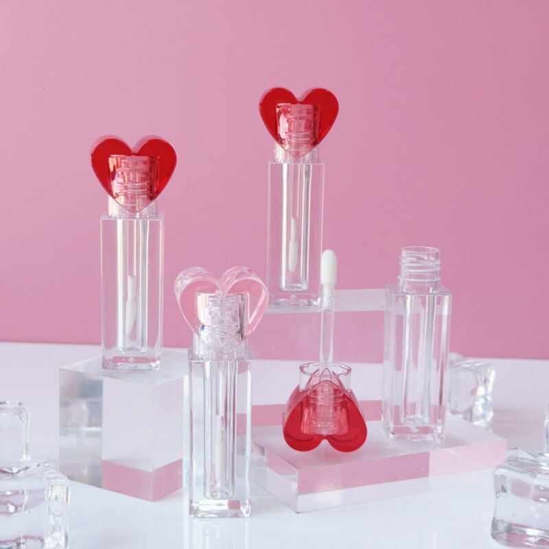 Spot 3.5ml Peach Heart Lid Square Transparent Lip Gloss Tube Small Brush Head Makeup Professional Packaging Material Spot 3.5ml Peach Heart Lid Square Transparent Lip Gloss Tube Small Brush Head Makeup Professional Packaging Material