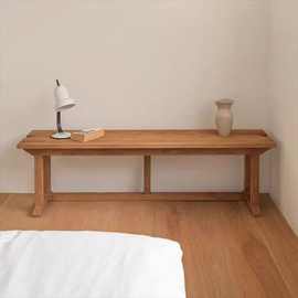 老榆木实木板凳家用复古卧室矮凳原木长条凳床尾凳鞋凳民宿床头凳