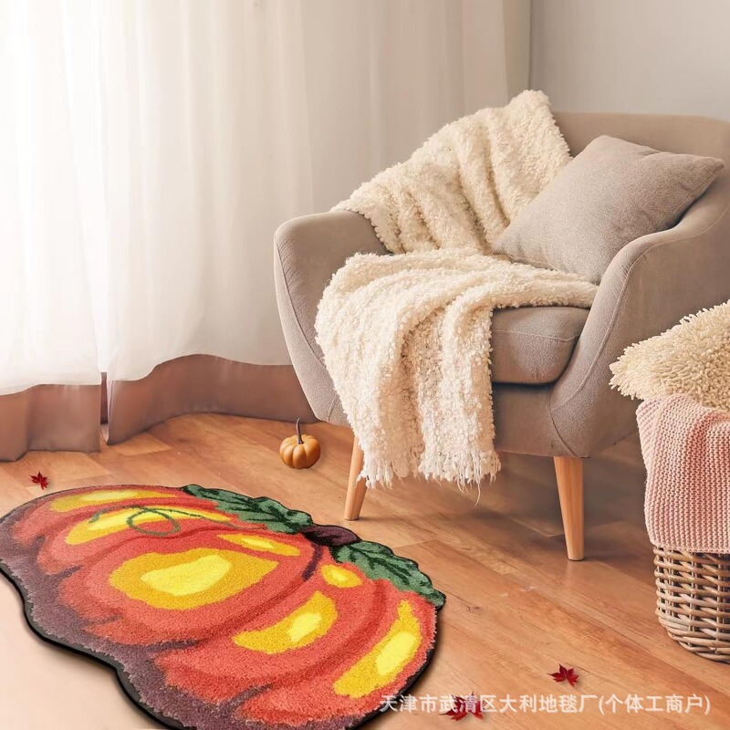 クロスボーダーハロウィンカボチャ模造カシミヤドアマット感謝祭収穫祭ベッドサイドブランケットAmazon temuドロップシッピングフロアマット|undefined