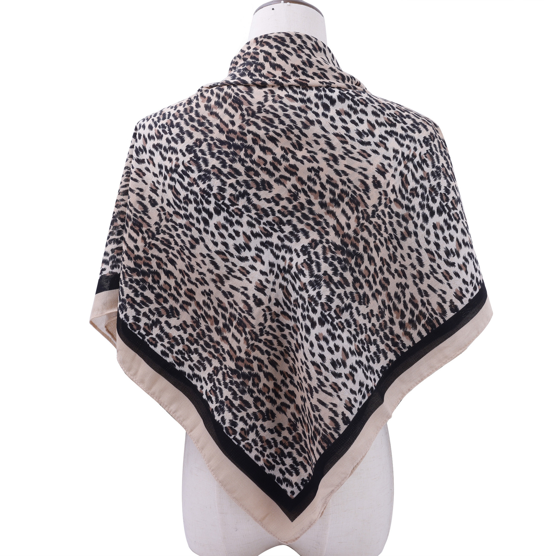 Più venduto in Europa e America, Sciarpa da collo quadrata in seta con stampa leopardata e nappe, alla moda e versatile, per primavera e autunno._voghion.com