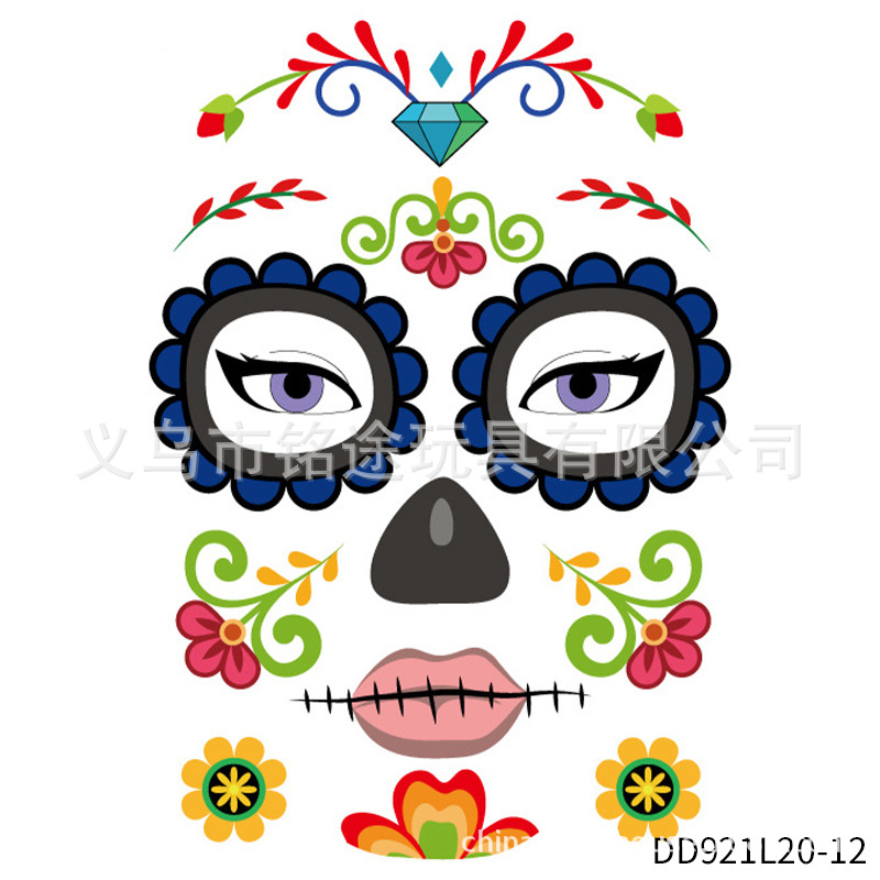 Suministros de fiesta de carnaval mexicano Día de los muertos Pegatinas de fiesta divertida para niños Accesorios de fotografía mexicana