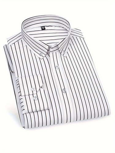 Men's Slim Fit Striped Shirt Casual Polyester 95% Spandex