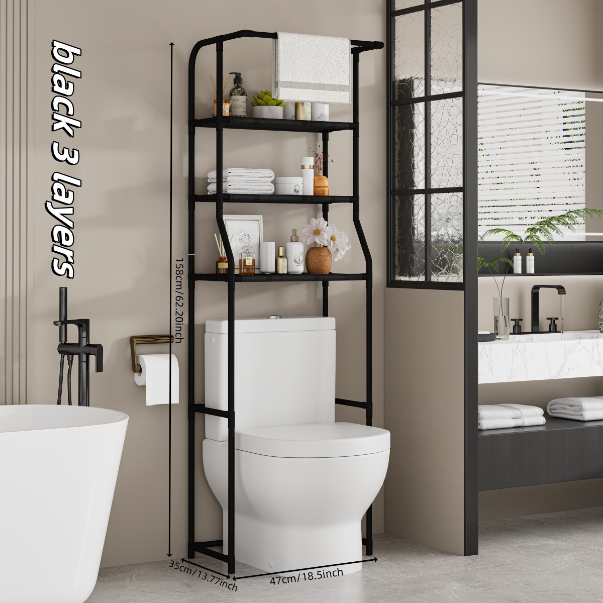 Cross-Border Exclusive Dropshipping Washing Machine Storage Rack Bathroom Storage Rack Towel Bar with Anti-Inversion Toilet Rack