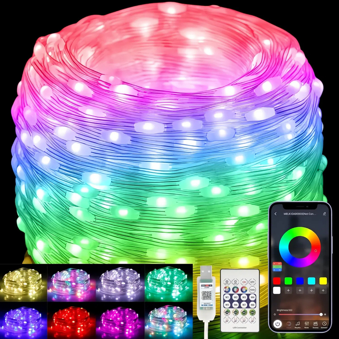 Lámpara de camping ilusionada lámpara de línea de cuero inteligente de control de voz ritmo de música lámpara de cadena de lámpara de agua de corriente de caballo bluetooth lámpara de cadena de lámpara de color