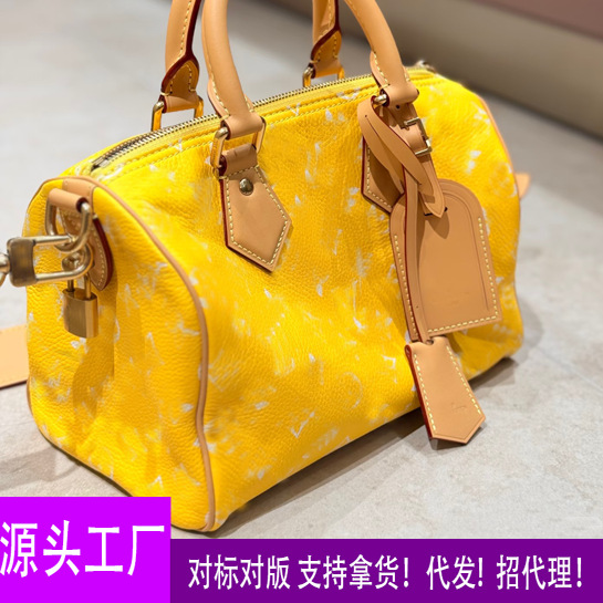 New Genuine Leather Women's Handbag Large Capacity Boston Speedy Pillow Bag Travel Tote Shoulder Crossbody Bag