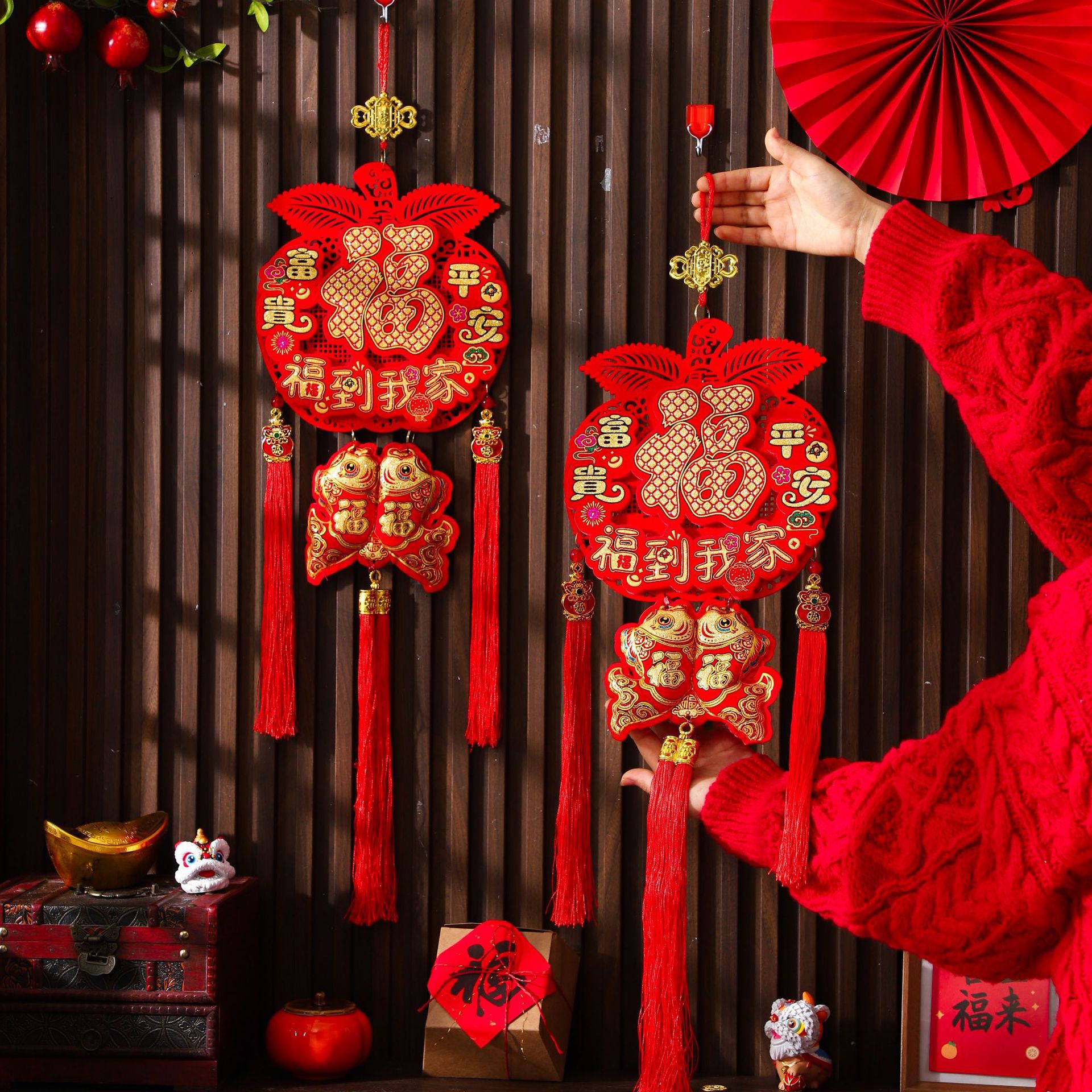 2026马年爆款室内挂件平安福挂件立体中国结装饰新年过年挂件批发