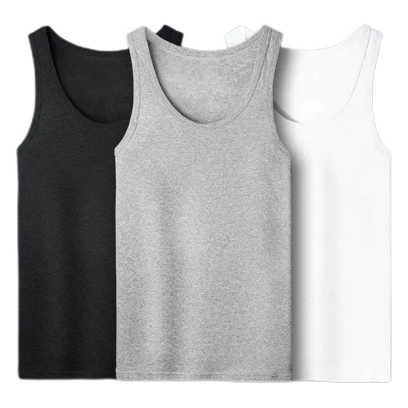 Pure Cotton Men's Vest Summer Sports 100% Cotton Brand T-Shirt Bottoming Sleeveless Middle-Aged and Elderly Bottoming Sweatshirt