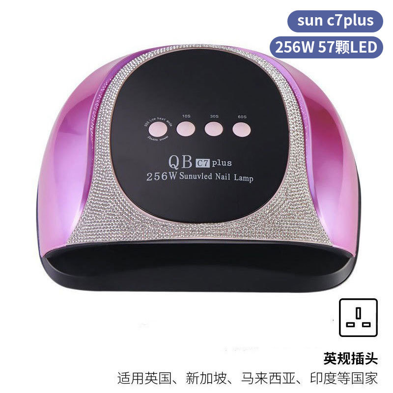 Lámpara de manicura inteligente de alta gama de luz de terapia de diamante 256W de alta potencia de pegamento de vinilo lámpara de horneado de dos manos secador de uñas transfronterizas