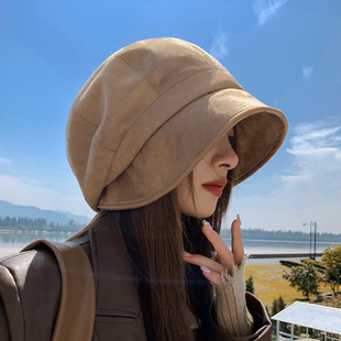 Autumn and Winter Internet Celebrity French Suede Fisherman Hat Women's Lazy Style Duck Tongue Stack Hat Elegant Small Beret
