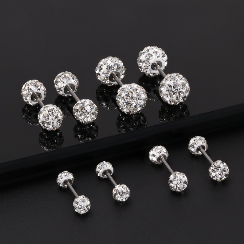 Super Flash Double Head Full Drill Ball Soft Ceramic Full Drill Ball Earrings Women's Ear Bone Nails Titanium Steel Ear Holes Screw Ear Nails Ceramic Mud Super Flash Double Head Full Drill Ball Soft Ceramic Full Drill Ball Earrings Women's Ear Bone Nails Titanium Steel Ear Holes Screw Ear Nails Ceramic Mud