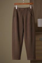 秋冬毛呢裤子哈伦裤女九分新款宽松加厚高腰镰刀显瘦萝卜休闲