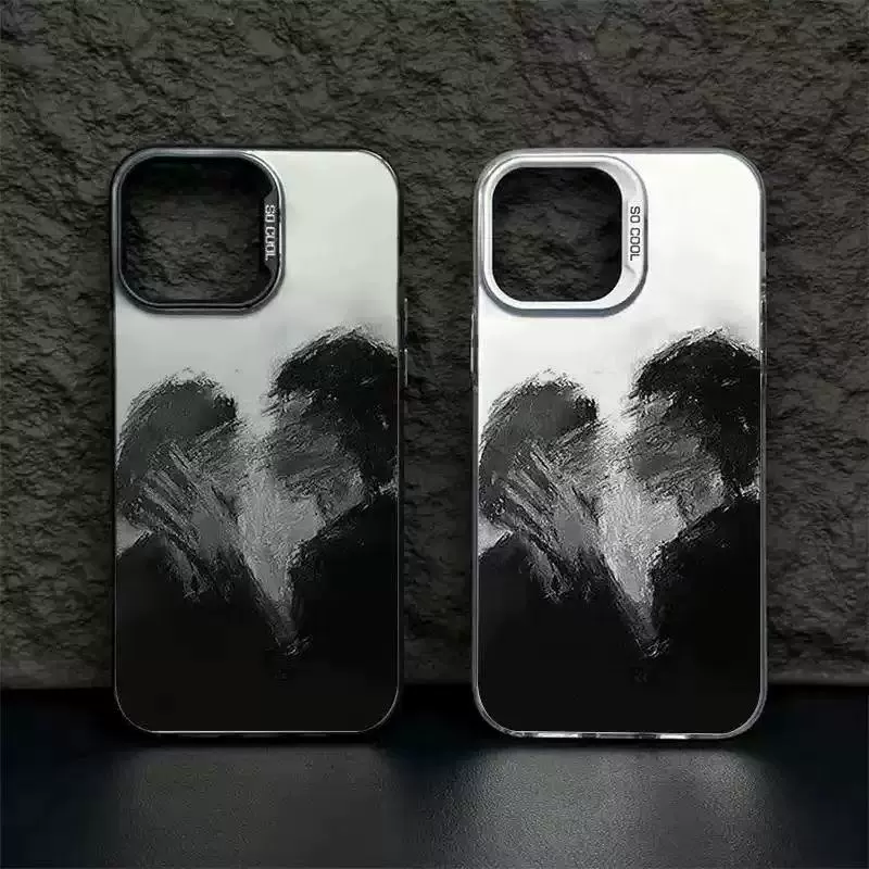 Чехол для телефона (Apple) iPhone 15 совместимый — цветная серебристая оболочка, маслообразный зеркальный рисунок
