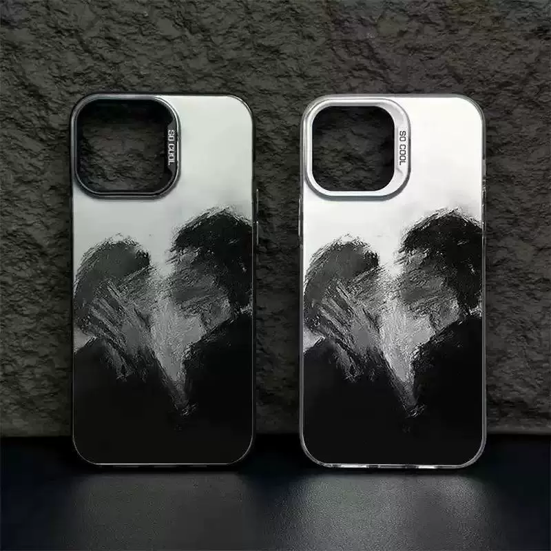 Чехол для телефона (Apple) iPhone 15 совместимый — цветная серебристая оболочка, маслообразный зеркальный рисунок