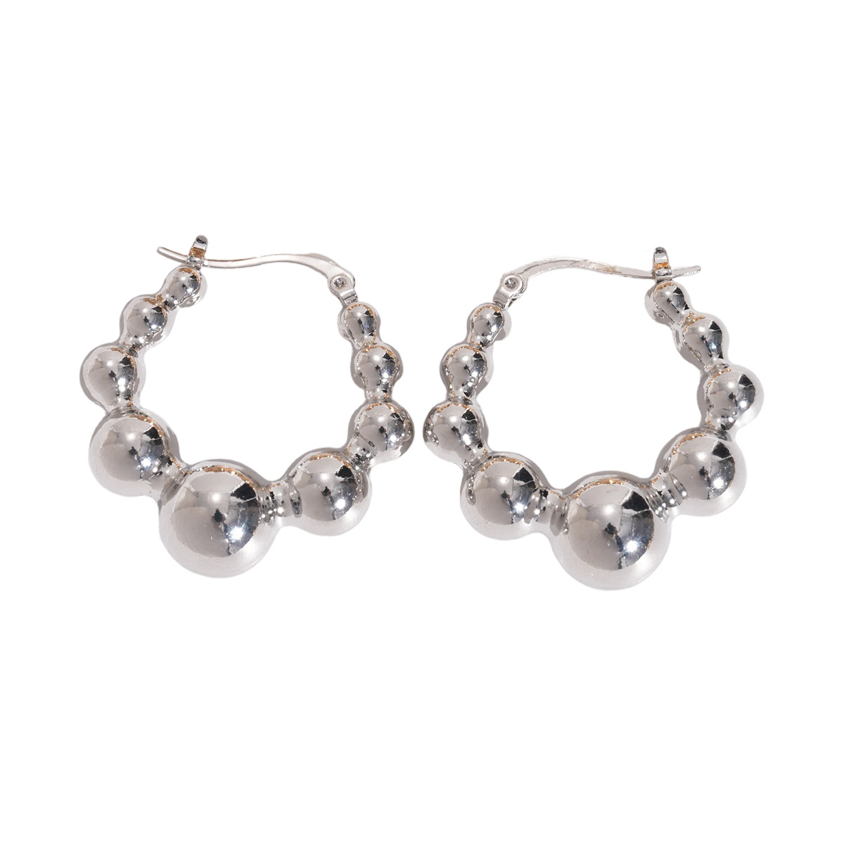 Europa y los Estados Unidos metal sensible a la superficie de brillo perfiles redondos personalidad temperamento diseño pendientes nicho de alta calidad pendientes transfronterizos para mujeres