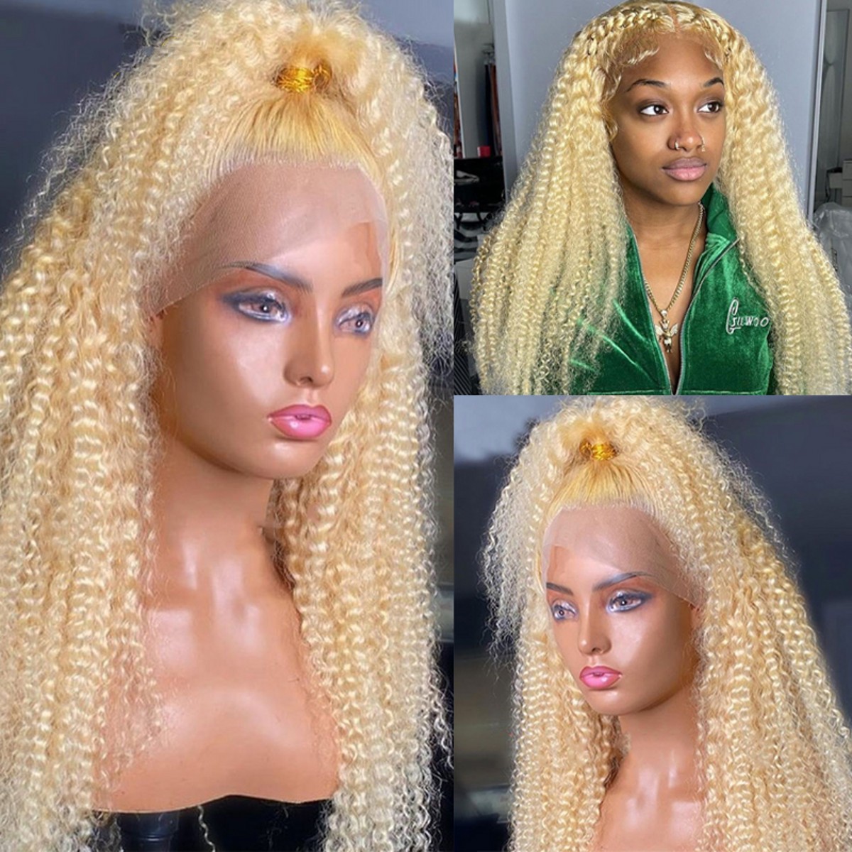 Front lace wig European and American che...