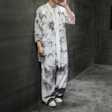 中国风男装套装青年宽松加肥加大码胖子复古风唐装汉服夏季潮流