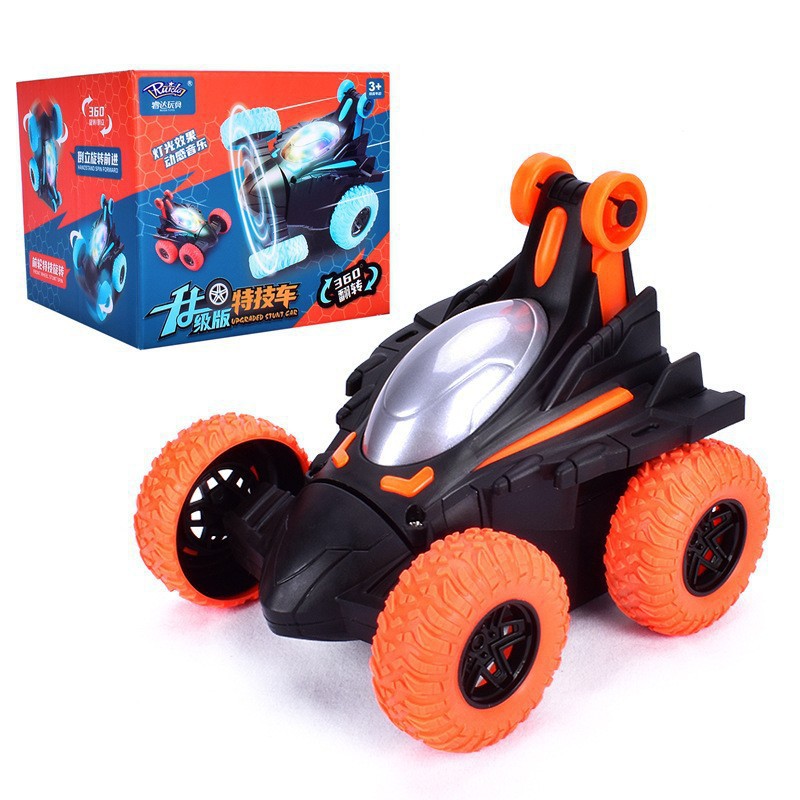 Carro de volcado eléctrico acrobacias auto-rotación carro de rotación iluminación carro de carga carro de juguete para niños coche de carretera