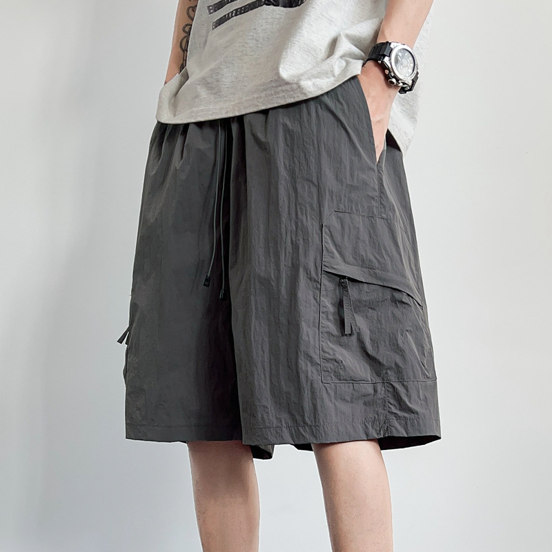 S - 5XL tamaño más grande pantalones de nylon de cinco puntos de hielo seco rápido pantalones cortos de hielo de playa de hombre pantalones casuales delgados pantalones de protección solar hielo