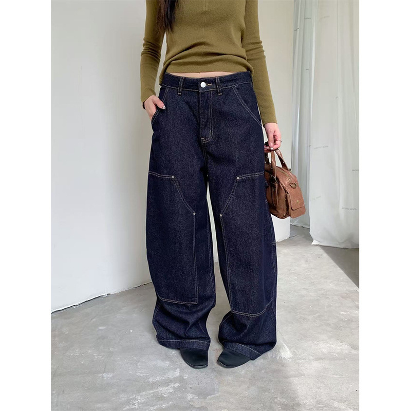 Yuyi New 2025 Autumn High Street Retro Logging Work Jeans Women's Easiest for Match Loose Casual Pants Women 6602