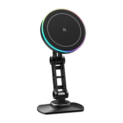 Extended Arm Foldable Magnetic Car – Car phone holder - cy172q-square-bottom-360-rotary-vacuum-adsorption-15w-wireless-charging-magsafe-magnetic-suction