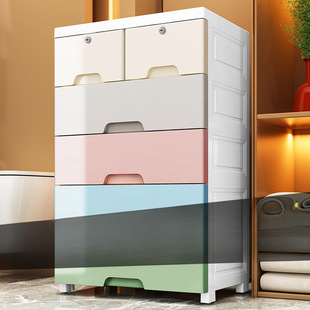 Thickened Storage Cabinet Storage Cabinet Wide Plastic Storage Box Household Storage Heightened Drawer-Type Children's Wardrobe