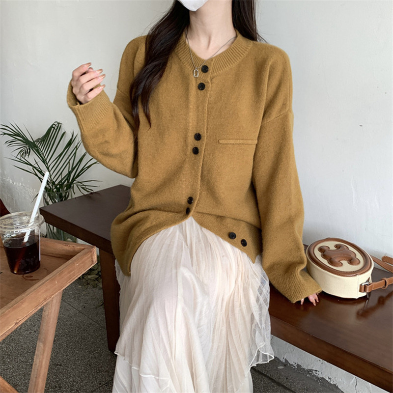 2025 otoño y invierno nuevo suéter casual suéter de viento abrigo de mujer de tamaño grande cuello redondo blando camiseta de punto glutinosa image 3