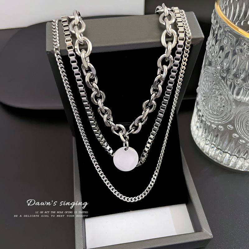 【Non sbiadisce】 La stessa collana a tre strati di Fan Chengcheng, catena alla clavicola, catena al collo in acciaio inossidabile, celebrità_voghion.com
