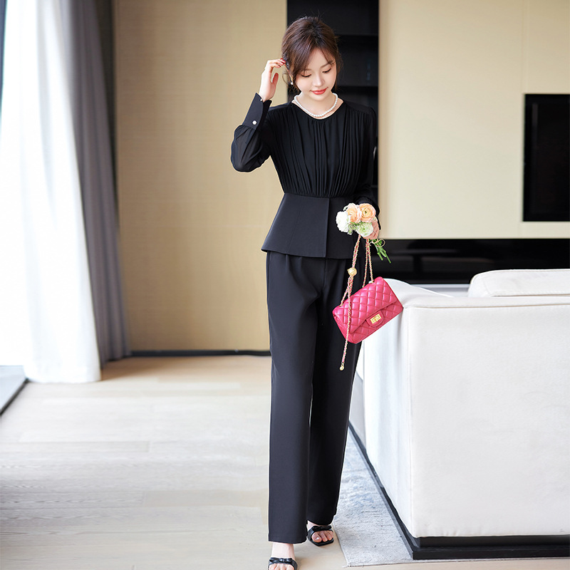Spring autumn black long-sleeve for leisure