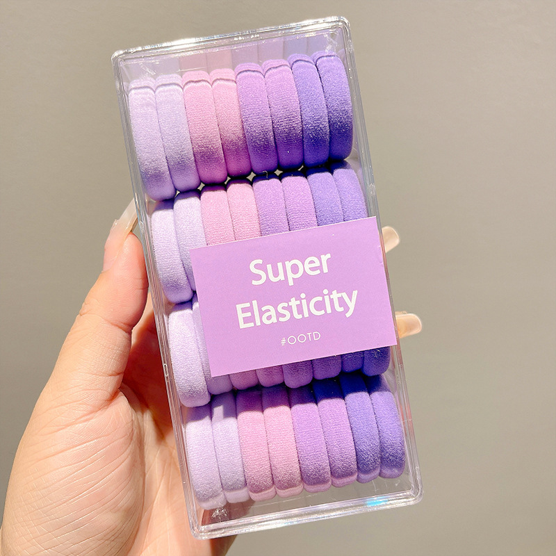 Lazo del pelo banda de goma venta al por mayor en caja niñas alta Cola de Caballo cabeza cuerda banda de goma cubierta de cuero nuevo color Banda de pelo cuerda de pelo