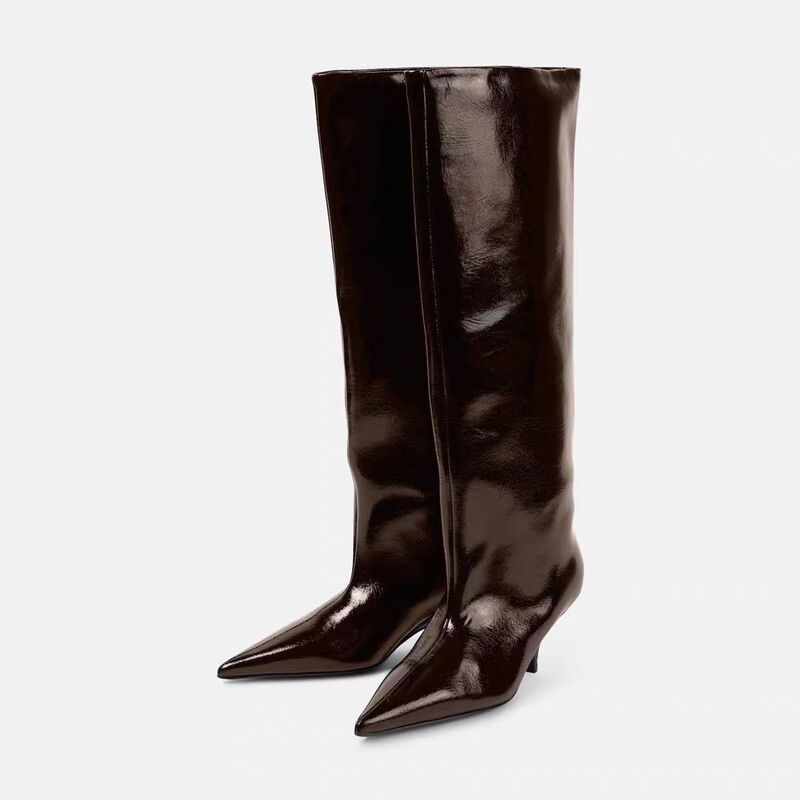 New Autumn and Winter Brown Kitten Heel High Boots ~ Elegant Pointed Sleeve Thin Heel Mid Heel Elegant Fashion Boots New Autumn and Winter Brown Kitten Heel High Boots ~ Elegant Pointed Sleeve Thin Heel Mid Heel Elegant Fashion Boots