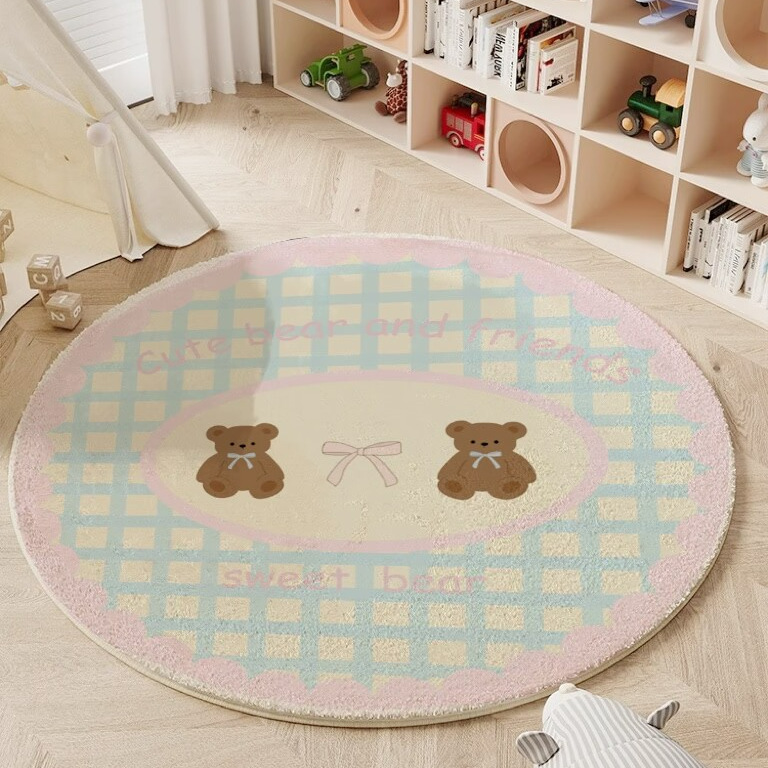 라운드 카펫 거실 모조 캐시미어 바닥 매트 두꺼운 어린이 방 독서 공간 만화 침실 연구 회전 의자 방음 발 매트