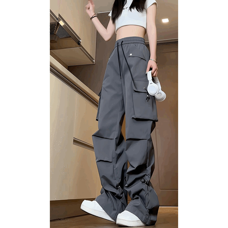 女性のための黒のオーバーオール 2025 新しいスタイル小春と秋のルーズカジュアルスポーツ登山秋と冬の大きいサイズのアサルトパンツ|undefined